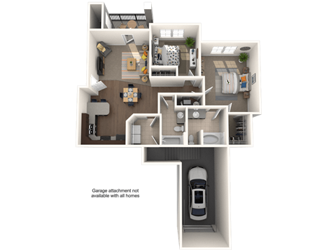 Floor plan for 2 beds, 2 baths, 987 sqft